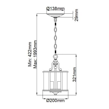Hinkley - Lysekrone med kæde GENTRY 3xE14/60W/230V poleret krom