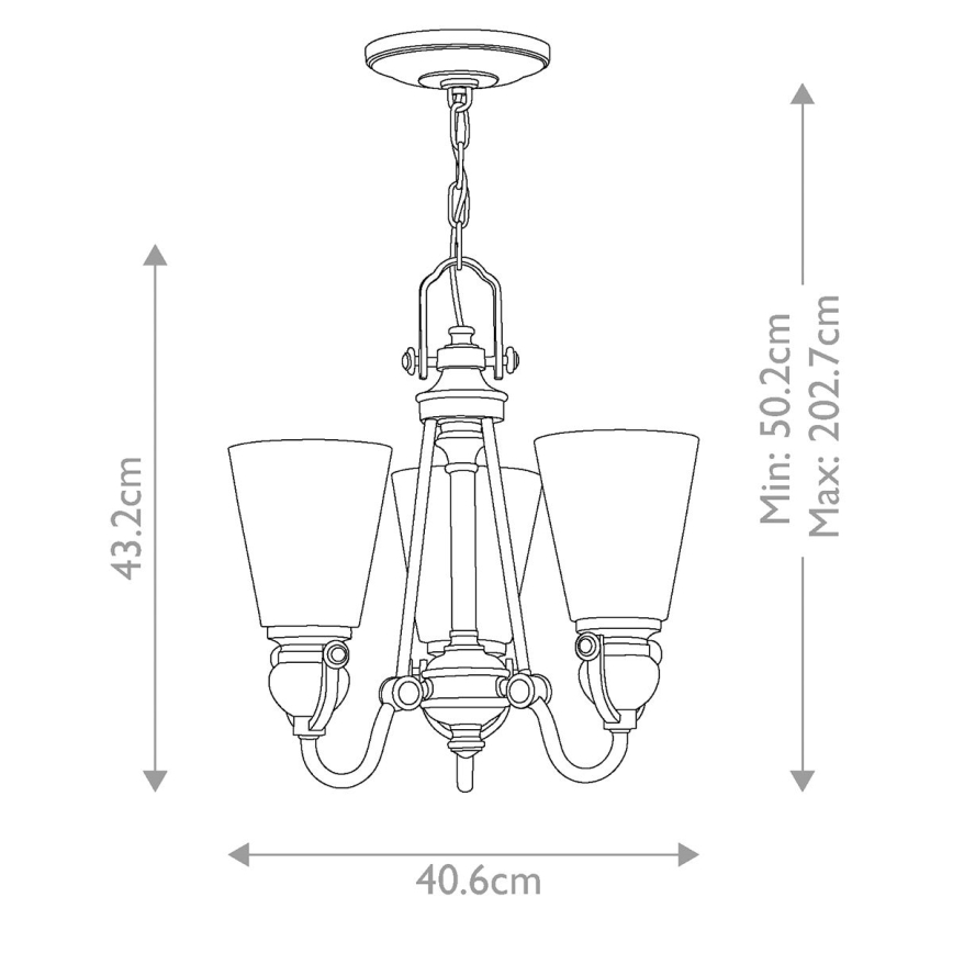 Hinkley - Pendel med kædeophæng MAYFLOWER 3xE27/60W/230V