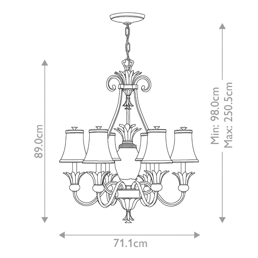 Hinkley - Pendel med kædeophæng PLANTATION 7xE14/40W/230V sølvfarvet