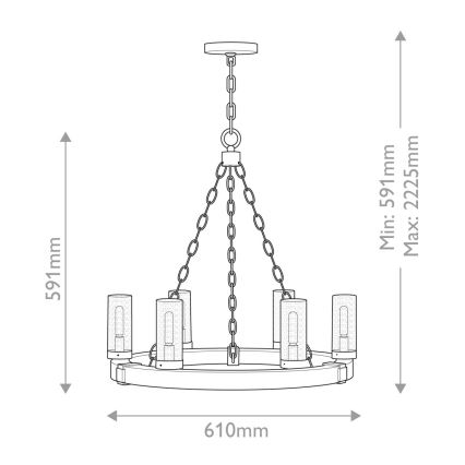Hinkley - Kædeophængt lysekrone SAWYER 6xE14/40W/230V brun