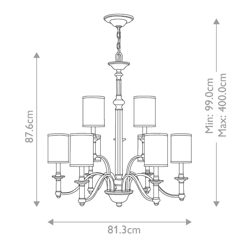 Hinkley - Lysekrone på kæde SUSSEX 9xE14/40W/230V mat krom