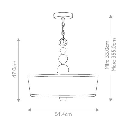 Hinkley - Pendel m. kædeophæng ZELDA 3xE27/60W/230V messingfarvet