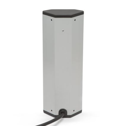 Hjørne stikkolonne 4x230V + 2xUSB-A sort/sølv