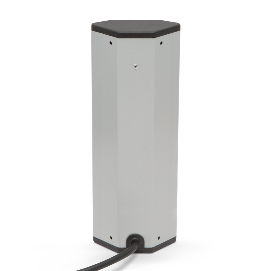 Hjørne stikkolonne 4x230V + 2xUSB-A sort/sølv