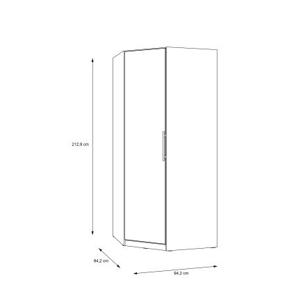 Hjørnegarderobeskab MARO 94x213 cm, artisan-eg