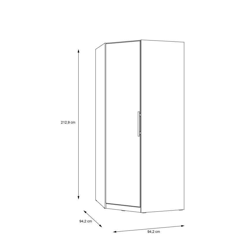 Hjørnegarderobeskab MARO 94x213 cm, artisan-eg