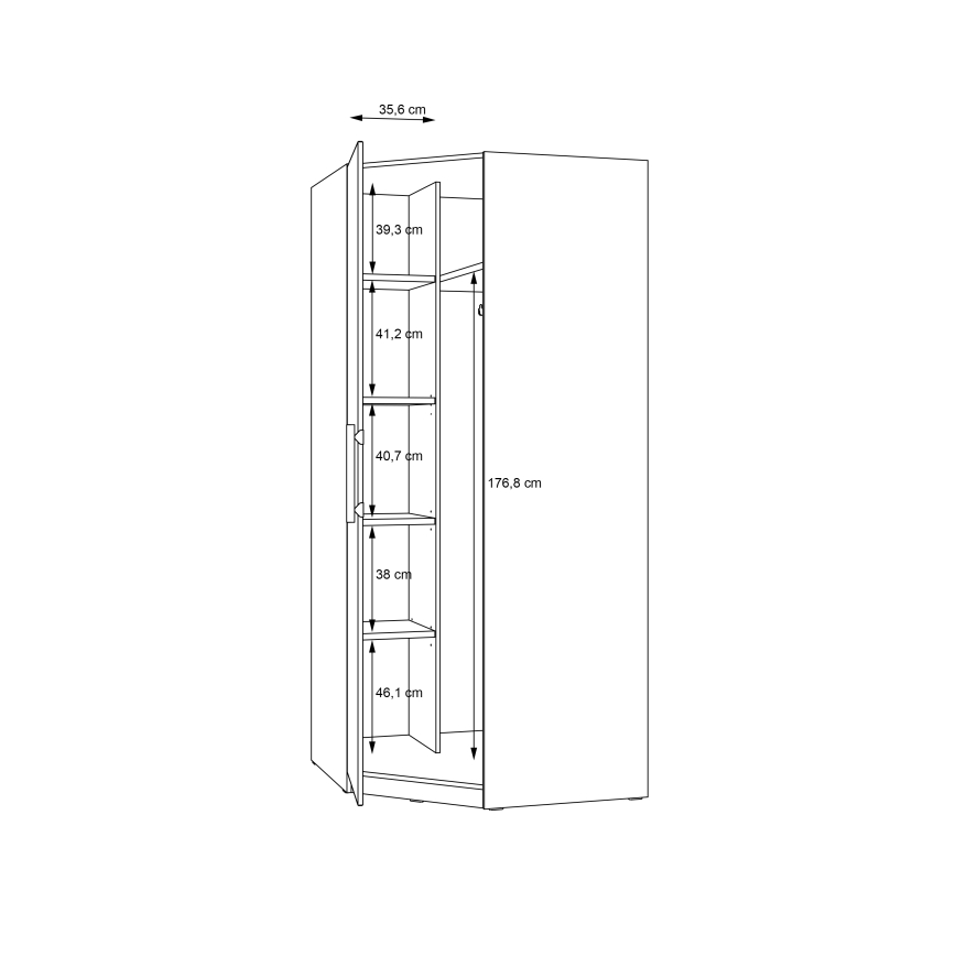 Hjørnegarderobeskab MARO 94x213 cm, artisan-eg