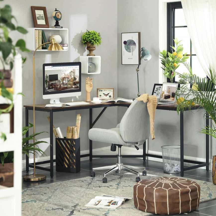 Hjørneskrivebord SOLEA brun/sort