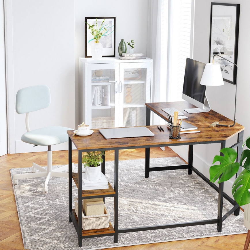 Hjørneskrivebord SOLEA brun/sort