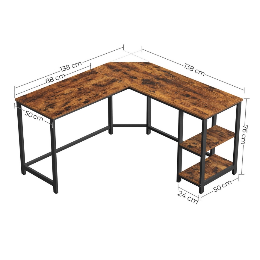 Hjørneskrivebord SOLEA brun/sort