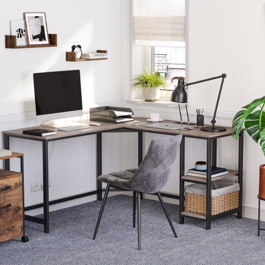 Hjørneskrivebord SOLEA brun/sort