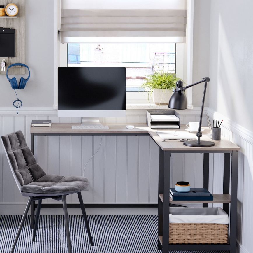 Hjørneskrivebord SOLEA brun/sort