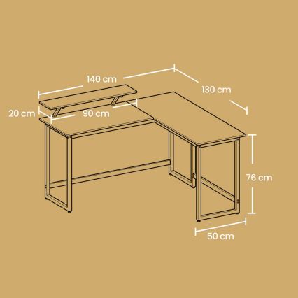 Hjørneskrivebord SOLEA sort