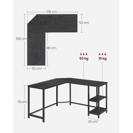 Hjørneskrivebord SOLEA sort