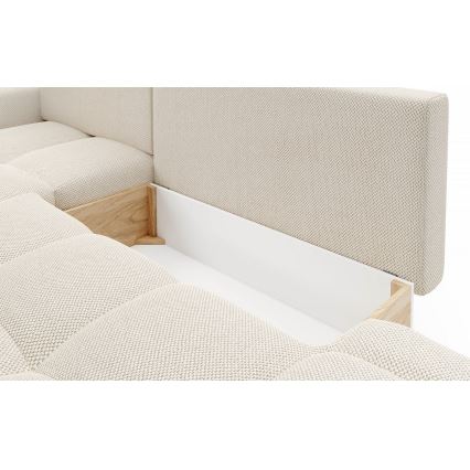 Udbetragelig hjørnesofa med opbevaringsplads i L-form ALMADA venstrevendt lys beige