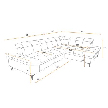 Hjørnesofa med chaiselong i L-form MARANO højre beige