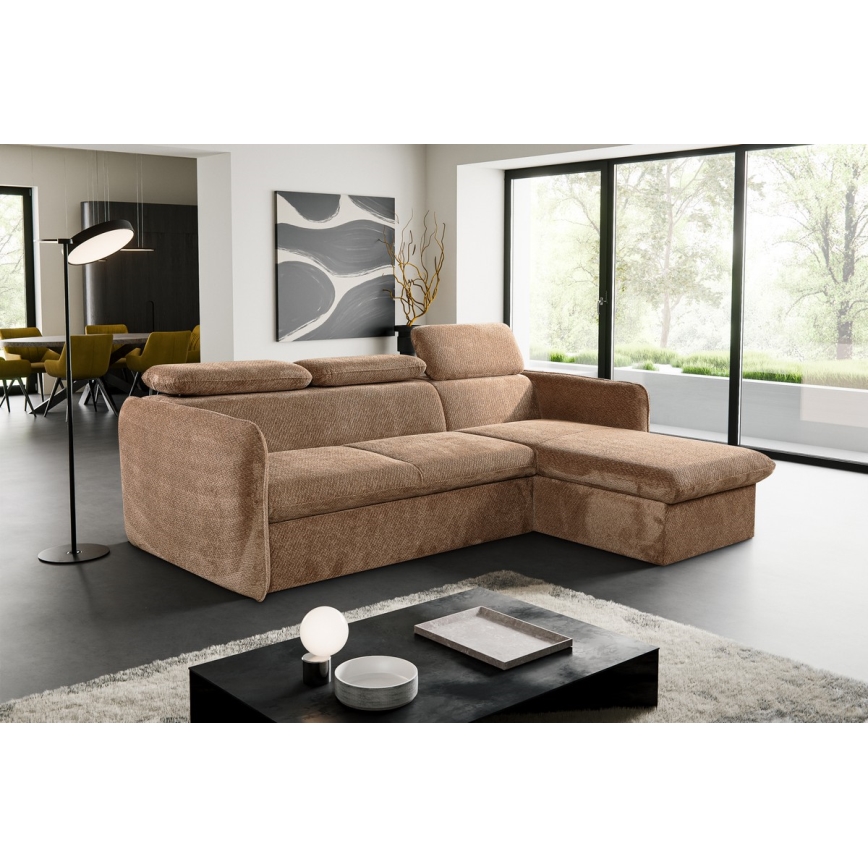 U-formet hjørnesofa med opbevaringsplads BEJA beige højrevendt