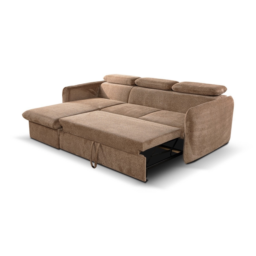 Sammenklappelig hjørnesofa i L-form med opbevaringsplads BEJA beige venstrevendt