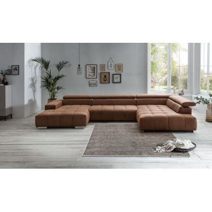 Hjørnesofa i U-form TROPEA højre brun