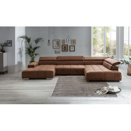 Hjørnesofa i U-form TROPEA højre brun