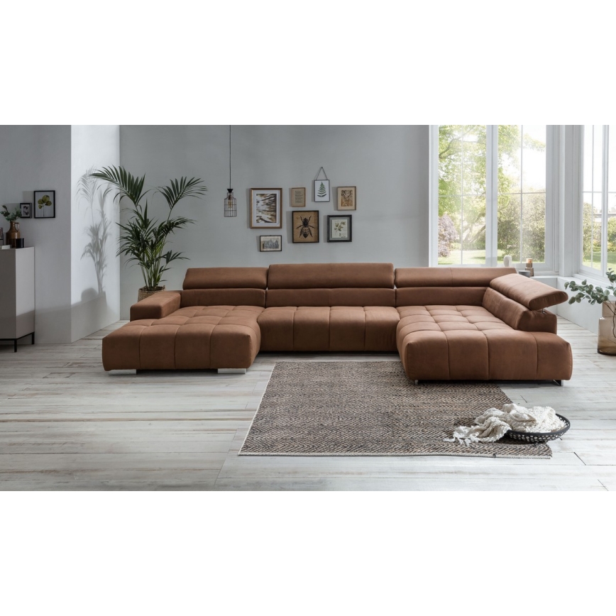 Hjørnesofa i U-form TROPEA højre brun