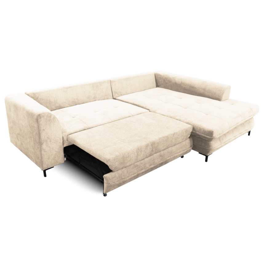 Hjørnesofa med chaiselong og opbevaringsplads i L-form LAGOA højre beige/brun