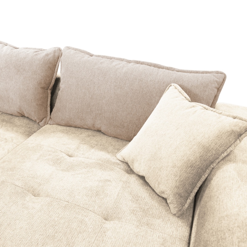 Hjørnesofa med chaiselong og opbevaringsplads i L-form LAGOA højre beige/brun