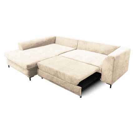 Sammenklappelig hjørnesofa med opbevaringsplads i L-form LAGOA venstrevendt beige/brun