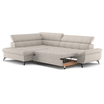 Udsnappelig hjørnesofa i L-form MARANO venstrevendt beige
