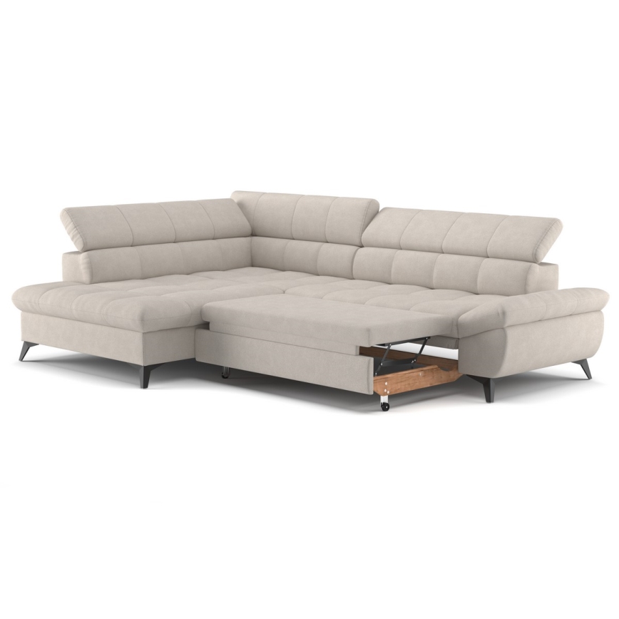 Udsnappelig hjørnesofa i L-form MARANO venstrevendt beige
