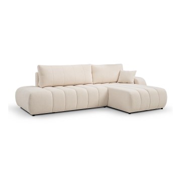 Hjørnesofa med chaiselong og opbevaringsplads i L-form DESIO højre beige