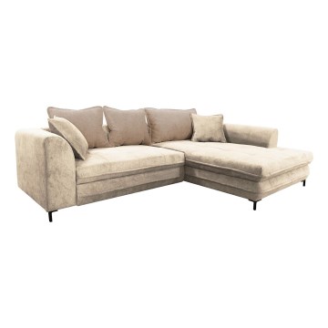 Hjørnesofa med chaiselong og opbevaringsplads i L-form LAGOA højre beige/brun