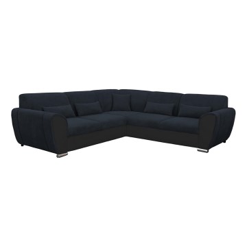 Hjørnesofa med chaiselong og opbevaringsplads i L-form VISEU højre antracit/sort