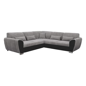 Hjørnesofa med chaiselong og opbevaringsplads i L-form VISEU højre grå/sort