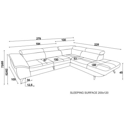 Hjørnesofa med chaiselong og opbevaringsplads i L-form BRESCIA højre gul