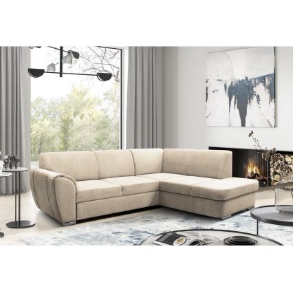 Hjørnesofa med chaiselong og opbevaringsplads i L-form SERPA højre beige