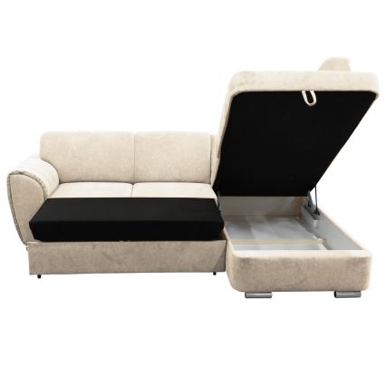 Hjørnesofa med chaiselong og opbevaringsplads i L-form SERPA højre beige