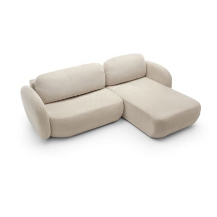 Hjørnesofa med sovefunktion og opbevaringsplads OLBIA højre beige