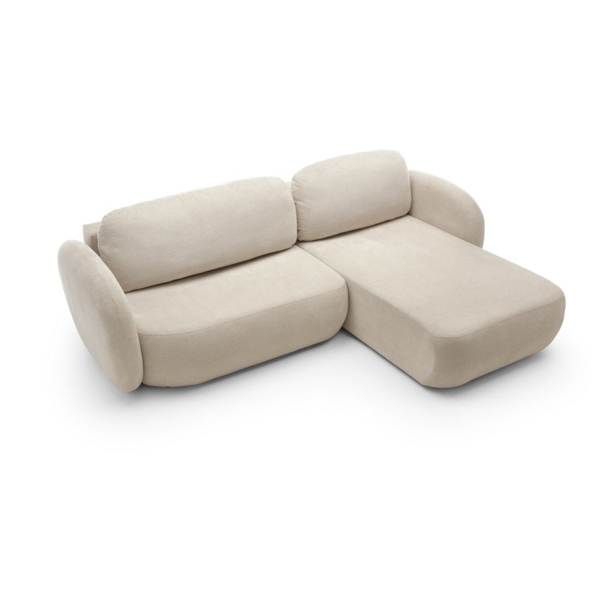 Hjørnesofa med sovefunktion og opbevaringsplads OLBIA højre beige