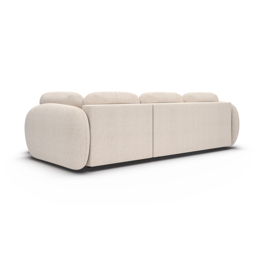 Hjørnesofa med sovefunktion og opbevaringsplads i L-form OLBIA højre beige