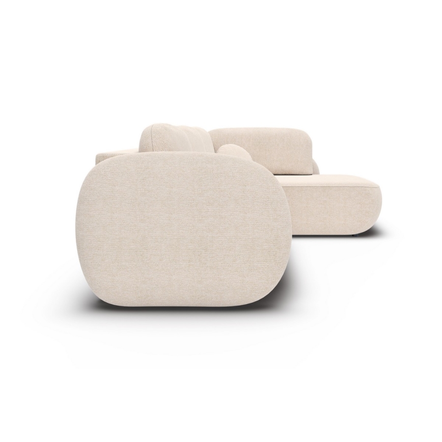 Hjørnesofa med sovefunktion og opbevaringsplads i L-form OLBIA højre beige