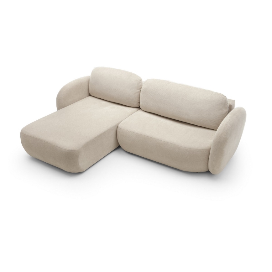 Hjørnesofa med sovefunktion og opbevaringsplads i L-form OLBIA venstrevendt beige