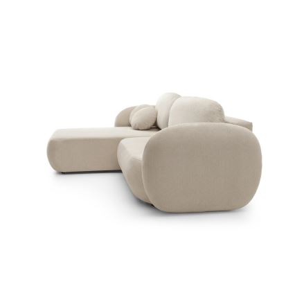 Hjørnesofa med sovefunktion og opbevaringsplads i L-form OLBIA venstrevendt beige