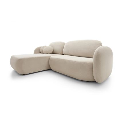 Hjørnesofa med sovefunktion og opbevaringsplads i L-form OLBIA venstrevendt beige
