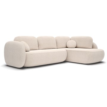 Hjørnesofa med sovefunktion og opbevaringsplads i L-form OLBIA højre beige