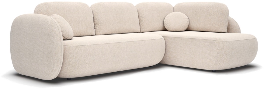 Hjørnesofa med sovefunktion og opbevaringsplads i L-form OLBIA højre beige