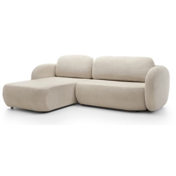 Hjørnesofa med sovefunktion og opbevaringsplads i L-form OLBIA venstrevendt beige