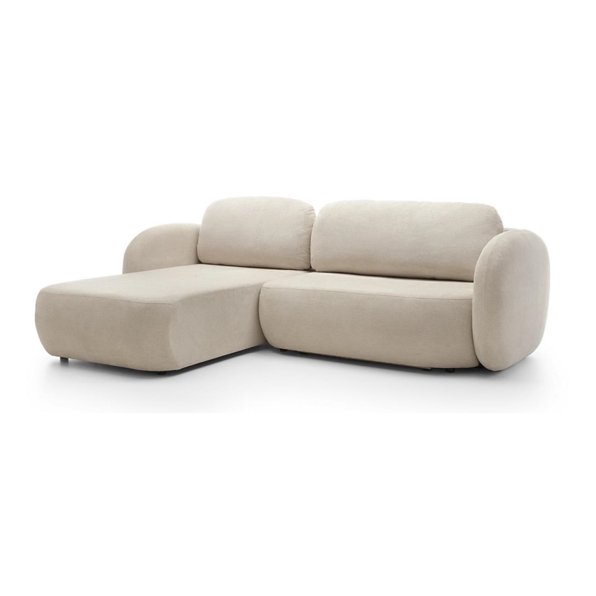 Hjørnesofa med sovefunktion og opbevaringsplads i L-form OLBIA venstrevendt beige