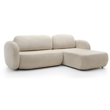 Hjørnesofa med sovefunktion og opbevaringsplads OLBIA højre beige