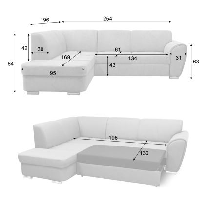 U-formet hjørnesofa med opbevaringsplads, højrevendt, beige SERPA